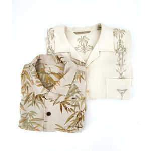 Tommy Bahama Men Silk Hawaiian Shirt Size Large Set Short Sleeve Rockabilly Camp